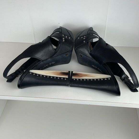 Studded Leather Slingback Platform Heels 7.5 - Picture 4 of 13